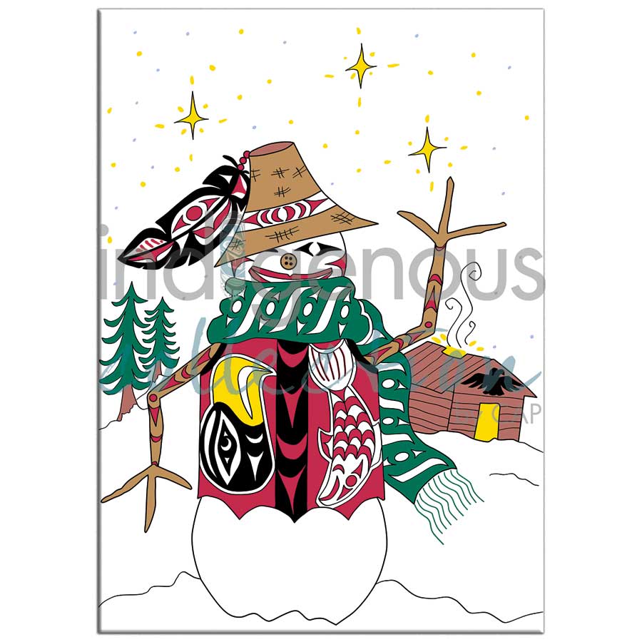 Snowman by artist Angela Kimble - Coast Salish / Nuu-Chah-Nulth