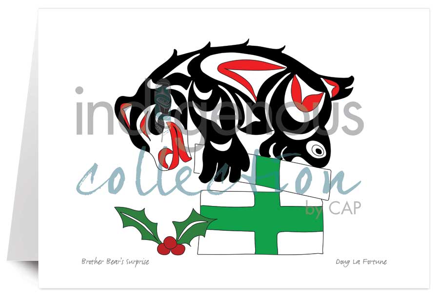 Brother Bear's Surprise 5 x 7 Art Card by artist Doug La Fortune. Indigenous Collection
