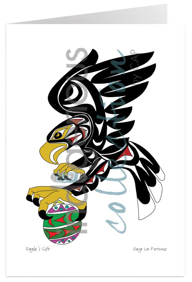 Eagle's Gift 5 x 7 Art Card by artist Doug La Fortune. Indigenous Collection