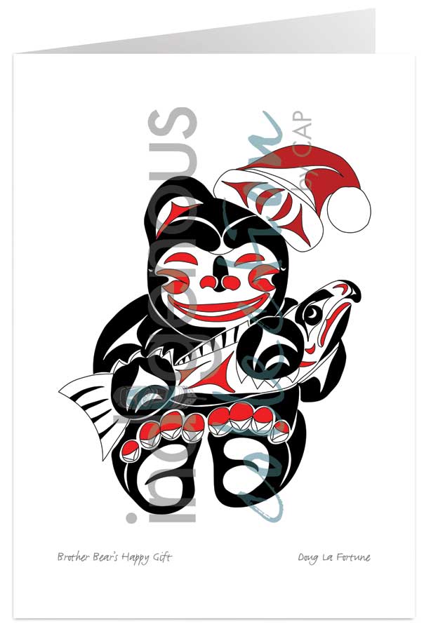 Brother Bear's Happy Gift 5 x 7 Art Card by artist Doug La Fortune. Indigenous Collection