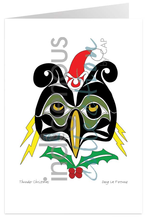 Thunder Christmas 5 x 7 Art Card by artist Doug La Fortune. Indigenous Collection