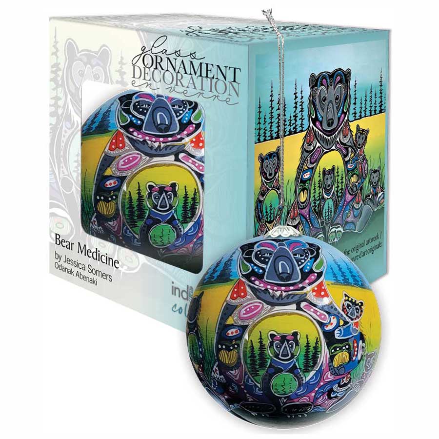 Bear Medicine Glass Christmas Ornament by artistJessica Somers