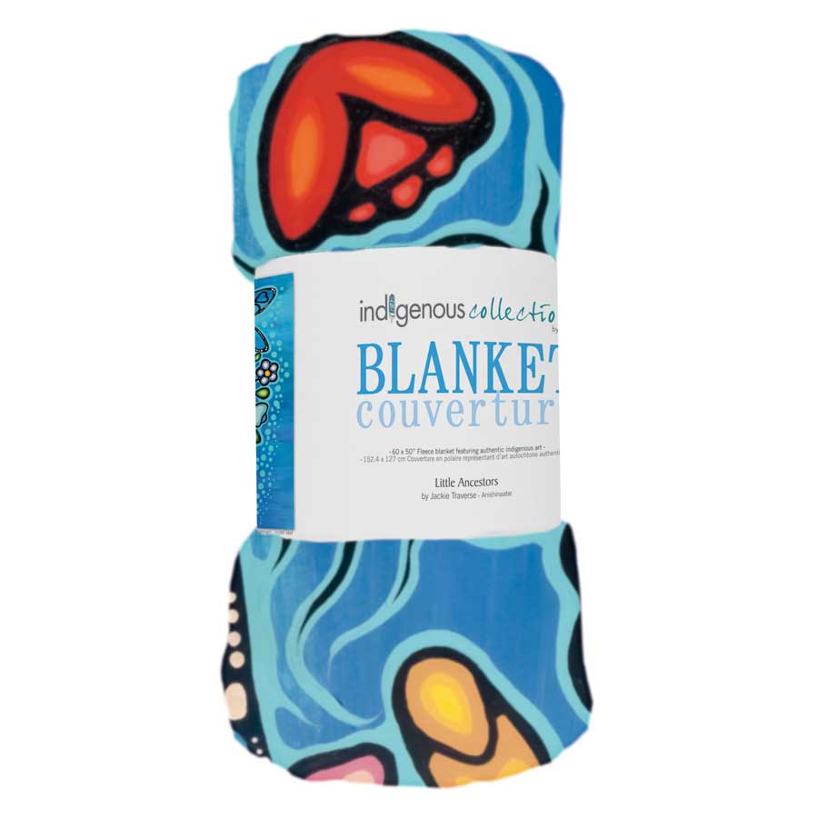 Little Ancestors Fleece Blanket by artist Jackie Traverse - Anishinaabe