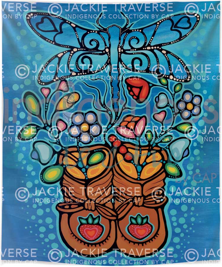 Little Ancestors Fleece Blanket by artist Jackie Traverse - Anishinaabe