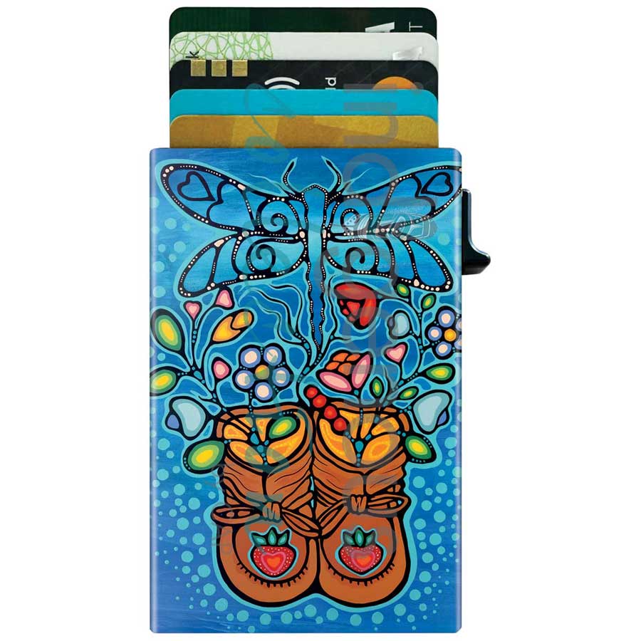 Little Ancestors Metal Card Holder by artist Jackie Traverse. Indigenous Collection.