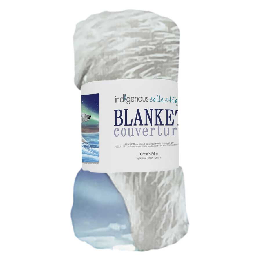 Ocean's Edge Fleece Blanket by artist Ronnie Simon - Gwich'in