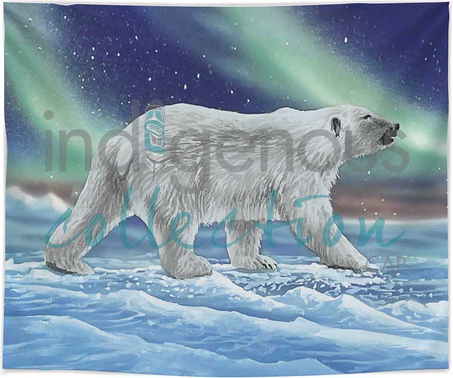 Ocean's Edge Fleece Blanket by artist Ronnie Simon - Gwich'in