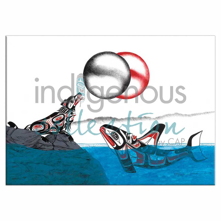 Wolf and Killer Whale Magnets by artist Richard Shorty