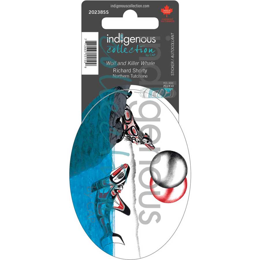 Wolf and Killer Whale Sticker by artist Richard Shorty