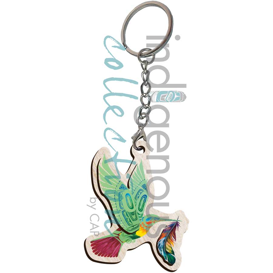 Green Hummingbird 3D Keychain by artist Richard Shorty. Indigenous Collection.