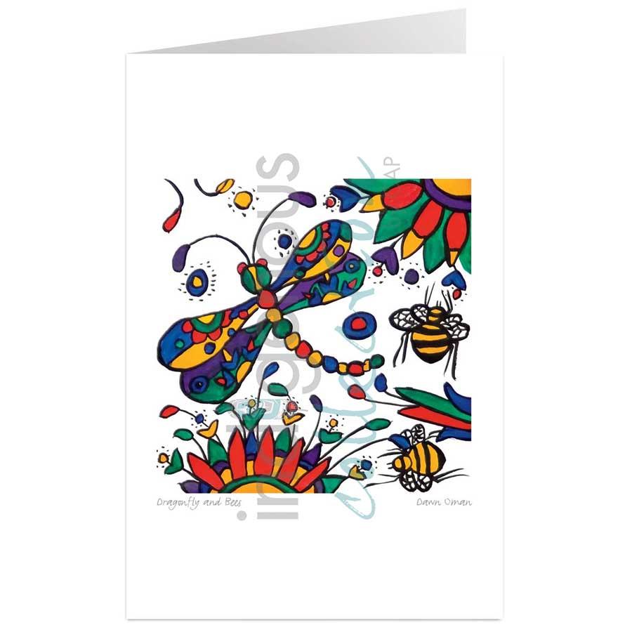 Dragonfly and Bees by artist Dawn Oman