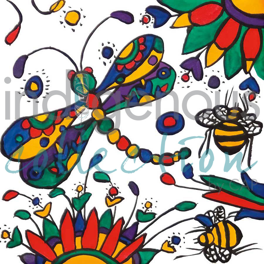 Dragonfly and Bees by artist Dawn Oman