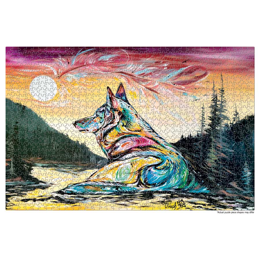 Lone Wolf Puzzle - 1000 Pcs by artist Carla Joseph. Indigenous Collection.