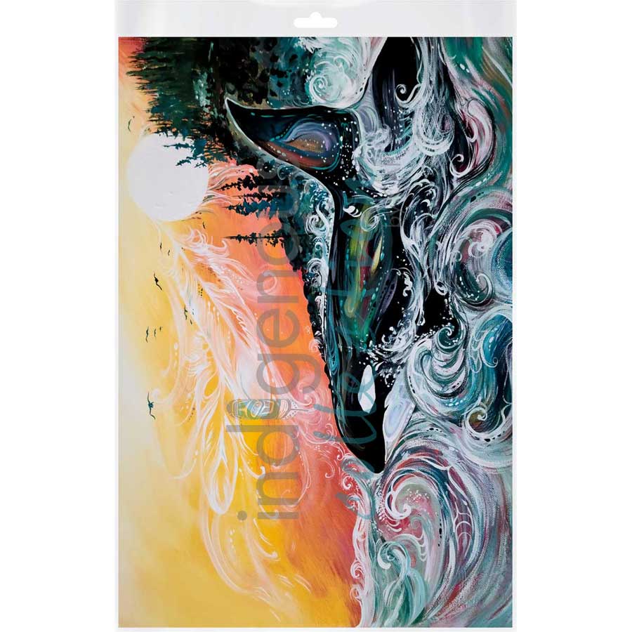 Killer Whale Sunset by artist Carla Joseph - Métis/Cree. Indigenous Collection