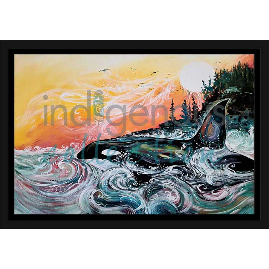 Killer Whale Sunset by artist Carla Joseph - Métis/Cree. Indigenous Collection