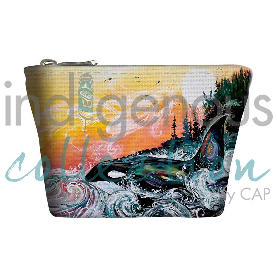 Killer Whale Sunset Coin Purse by artist Carla Joseph