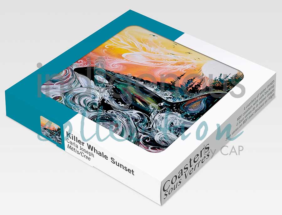 Killer Whale Sunset Coaster by artist Carla Joseph