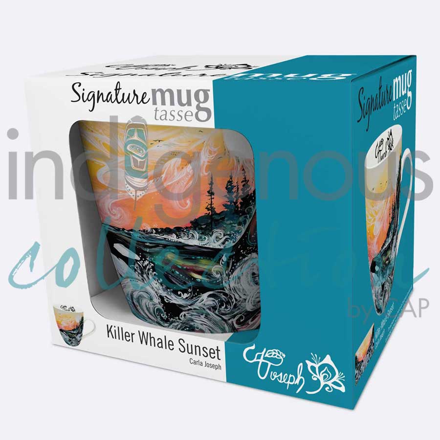 Killer Whale Sunset 18 oz. Signature Mug by artist Carla Joseph