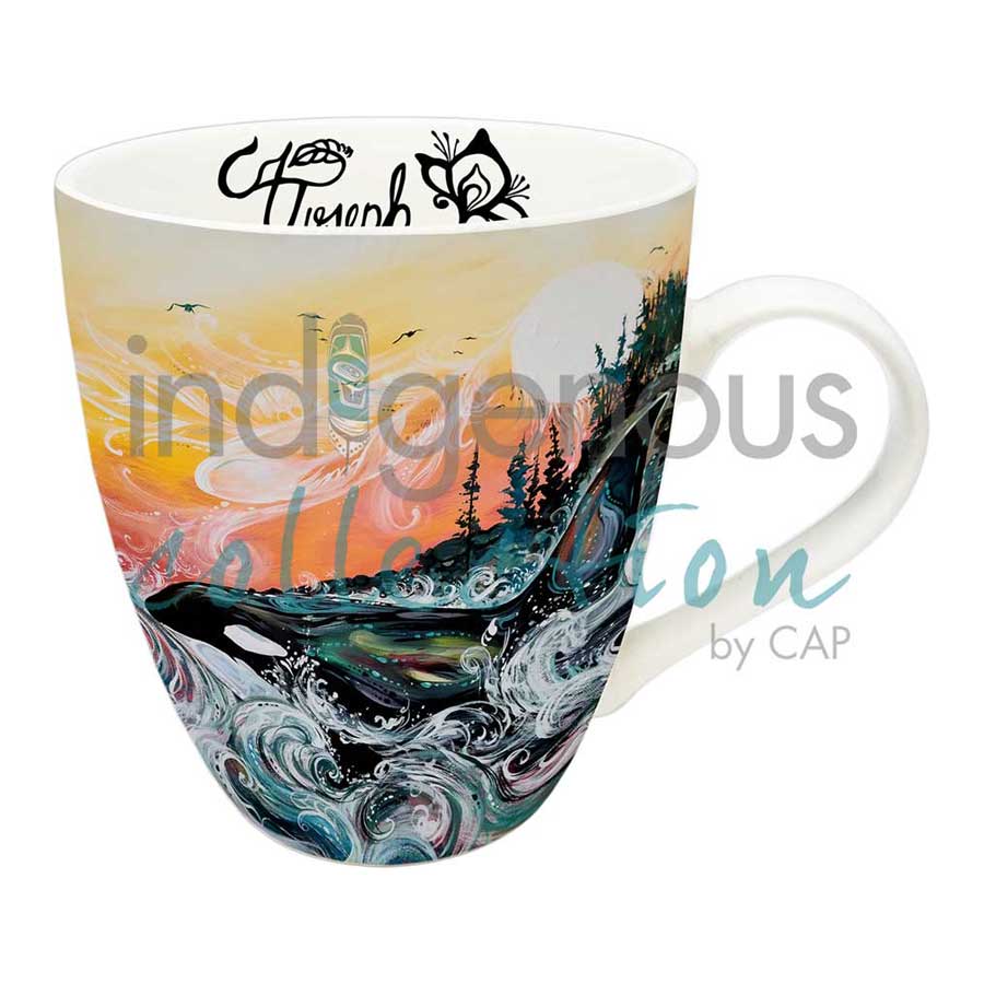 Killer Whale Sunset 18 oz. Signature Mug by artist Carla Joseph