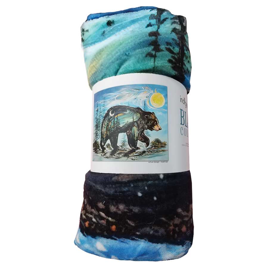 A Bear's Journey Fleece Blanket by artist Carla Joseph