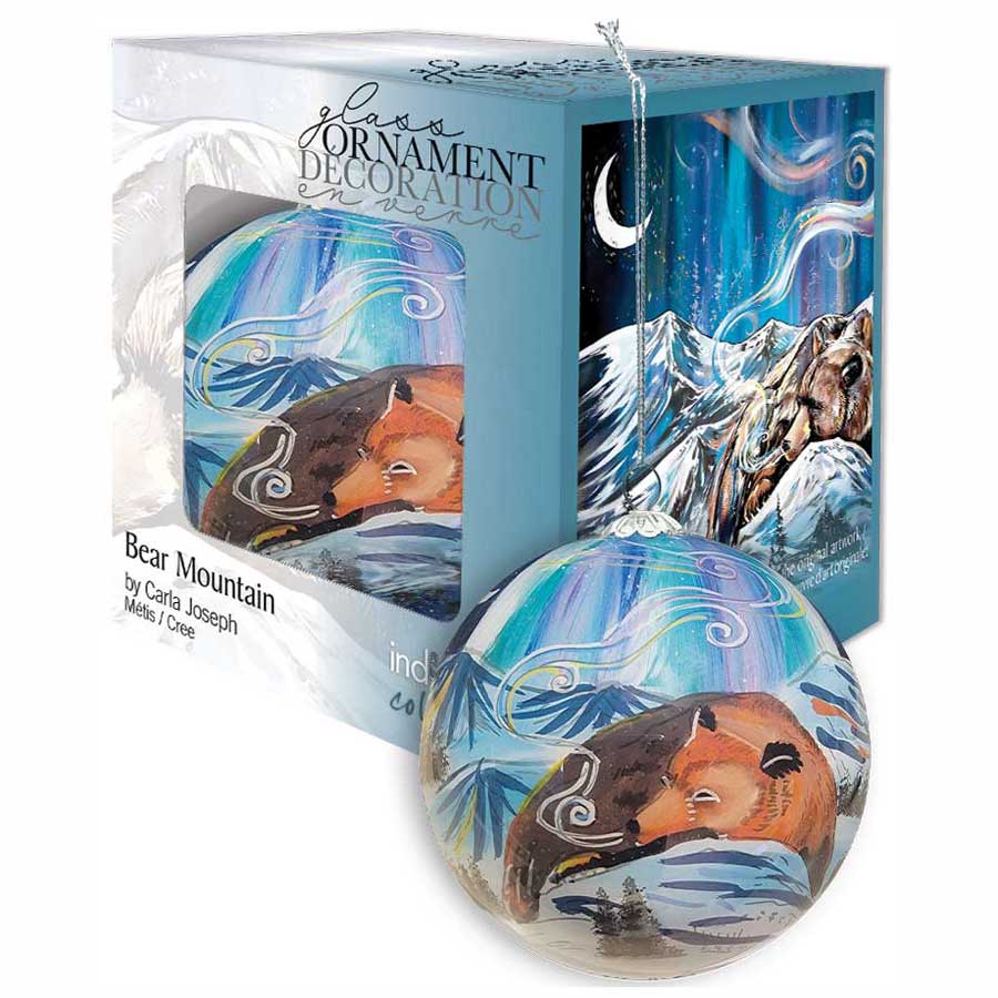 Bear Mountain Glass Christmas Ornament by artistCarla Joseph