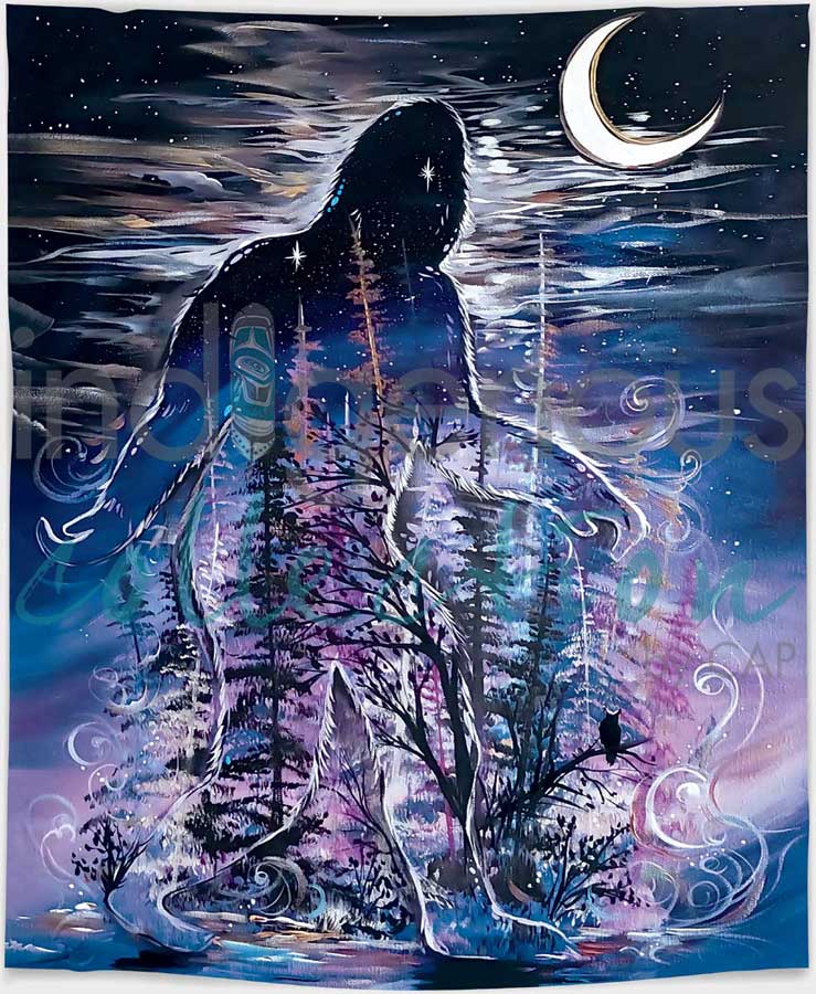 Sabe (Sasquatch) Fleece Blanket by artist Carla Joseph
