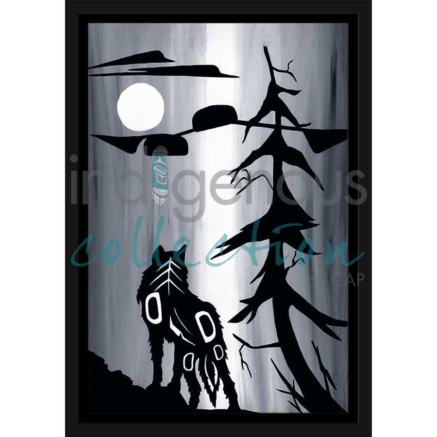 Wolf and Moon by artist Diane Levesque - Kwakwaka'wakw. Indigenous Collection