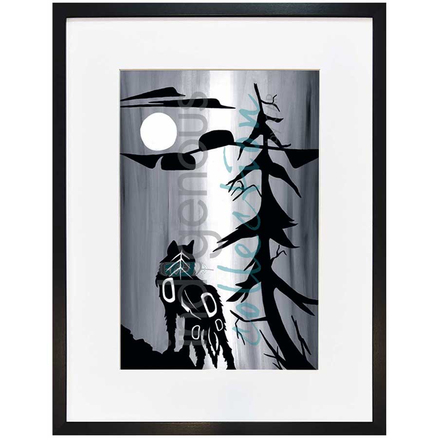Wolf and Moon by artist Diane Levesque - Kwakwaka'wakw. Indigenous Collection