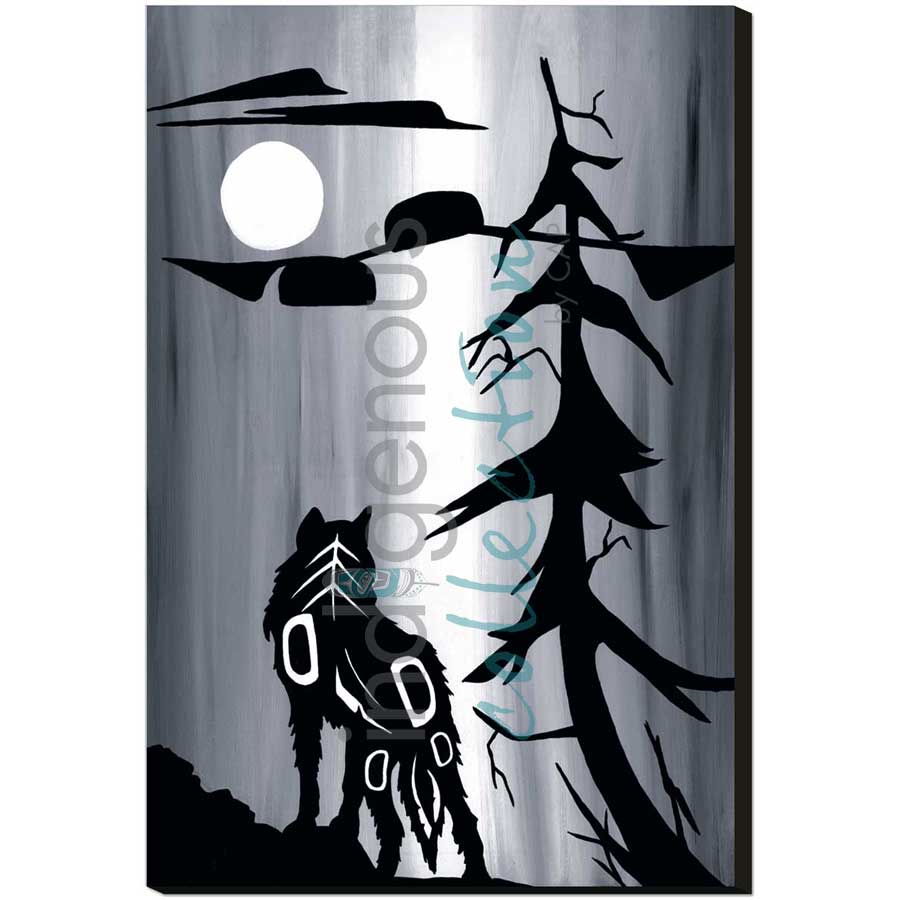 Wolf and Moon by artist Diane Levesque - Kwakwaka'wakw. Indigenous Collection