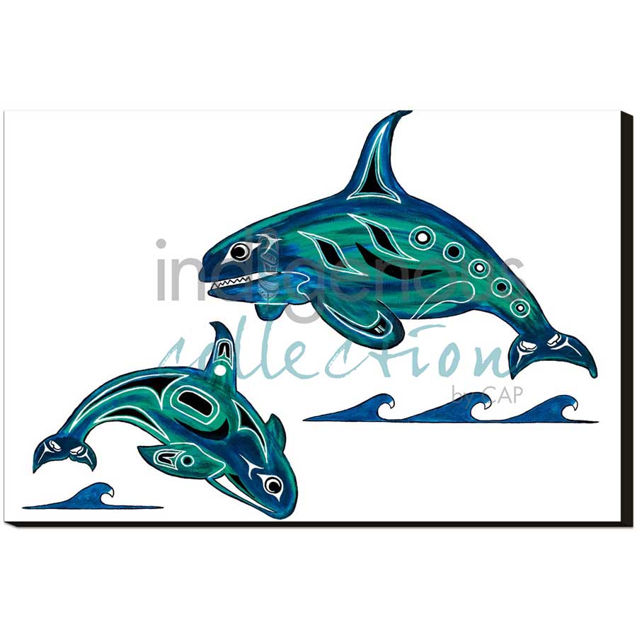 Orcas by artist Diane Levesque - Kwakwaka'wakw. Indigenous Collection