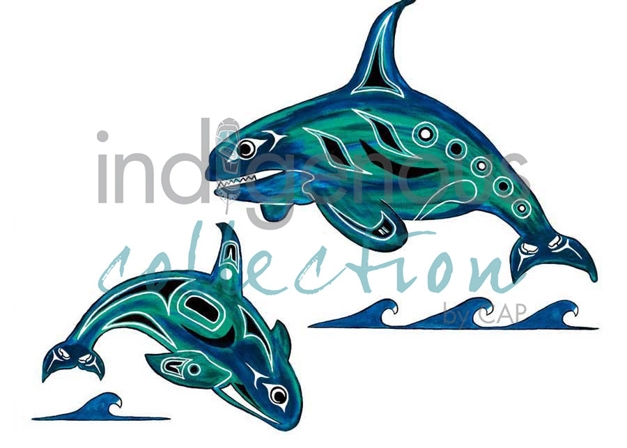 Orcas by artist Diane Levesque