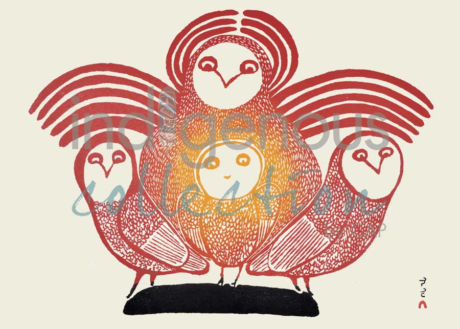 Young Owls by artist Lucy Qinnuayuak