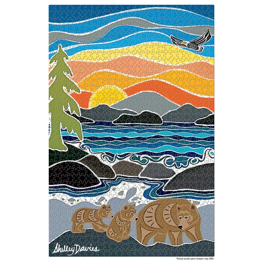 Follow Me Puzzle - 1000 Pcs by artist Shelley Davies. Indigenous Collection.