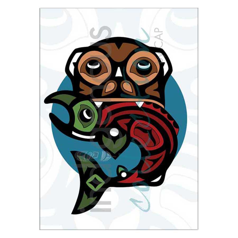 Otter and Salmon Canvas Prints