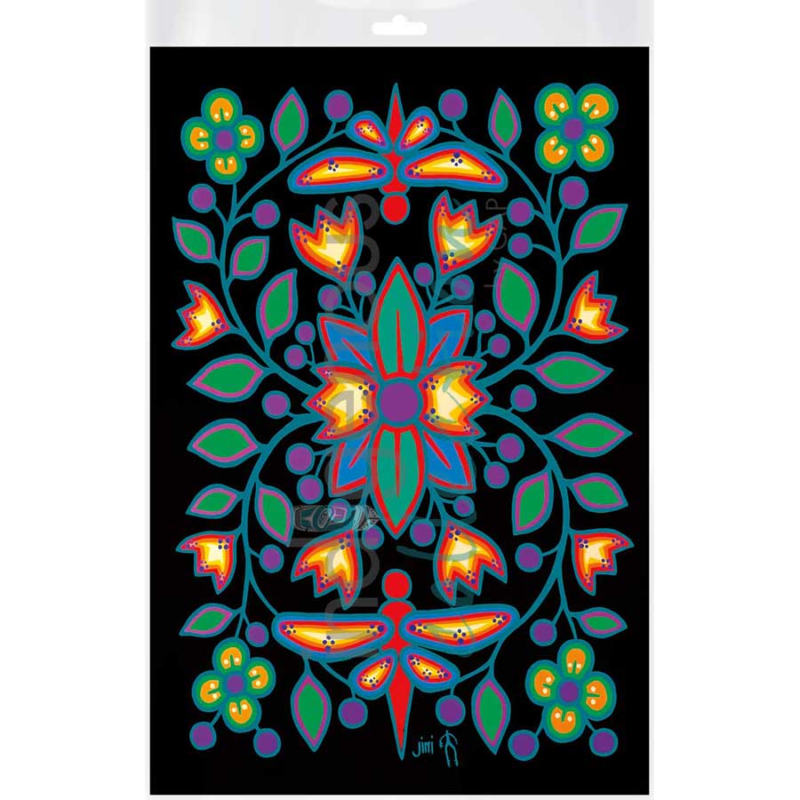 Black Floral Garden by artist Jim Oskineegish - Ojibway. Indigenous Collection