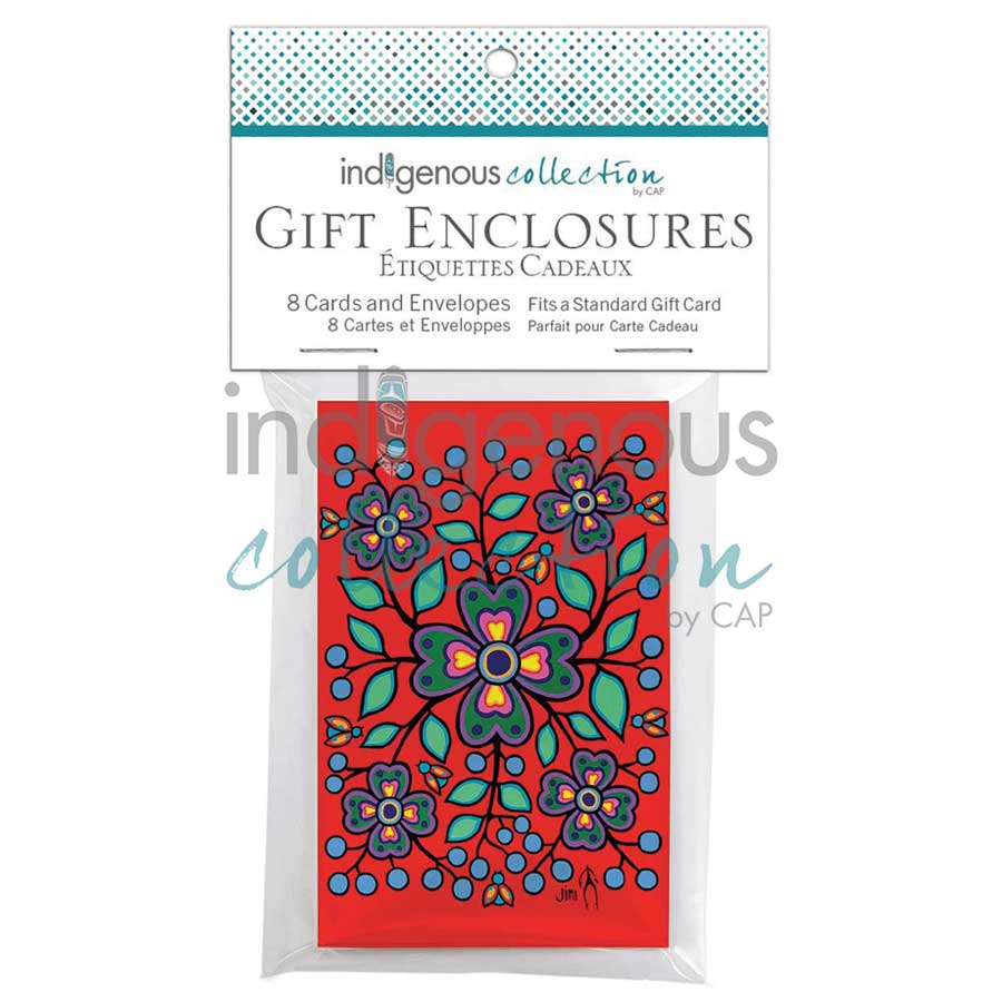 Red Floral Garden Gift Enclosure Cards by artist Jim Oskineegish