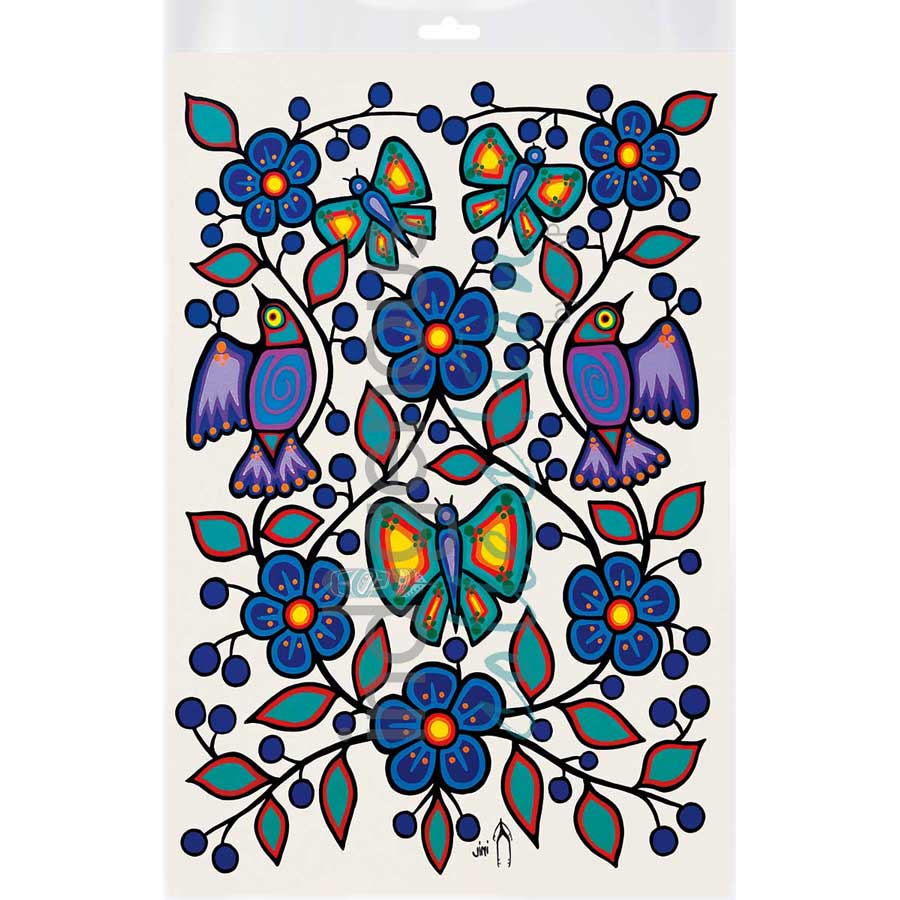 White Floral Garden by artist Jim Oskineegish - Ojibway. Indigenous Collection