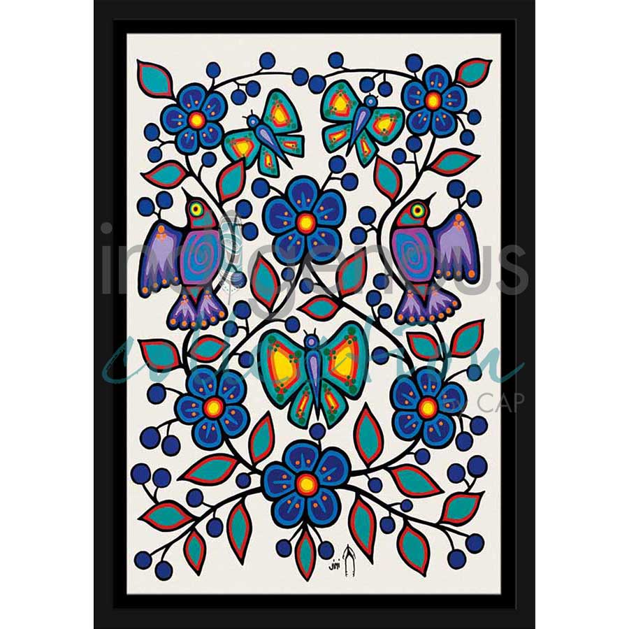 White Floral Garden by artist Jim Oskineegish - Ojibway. Indigenous Collection