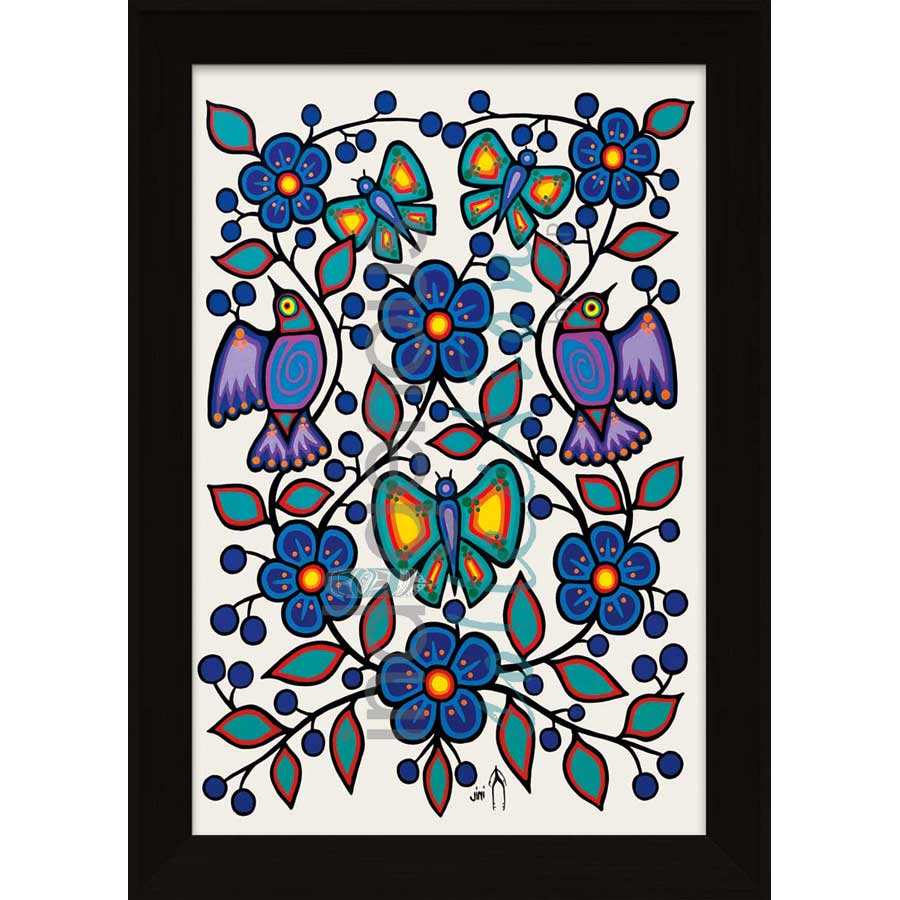 White Floral Garden by artist Jim Oskineegish - Ojibway. Indigenous Collection