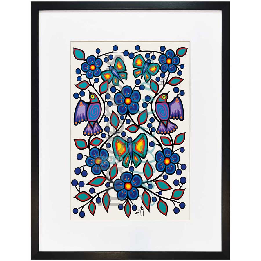 White Floral Garden by artist Jim Oskineegish - Ojibway. Indigenous Collection