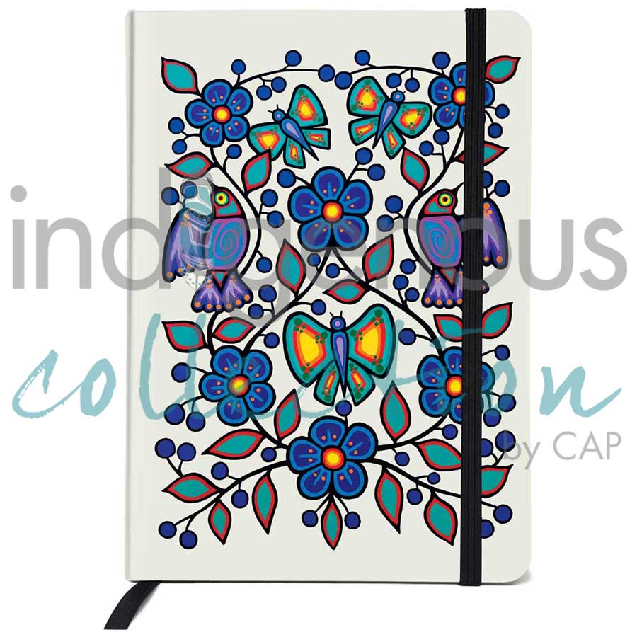 White Floral Garden Journal by artist Jim Oskineegish. Indigenous Collection.