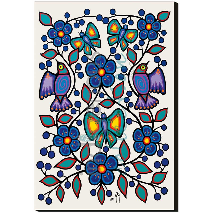 White Floral Garden by artist Jim Oskineegish - Ojibway. Indigenous Collection
