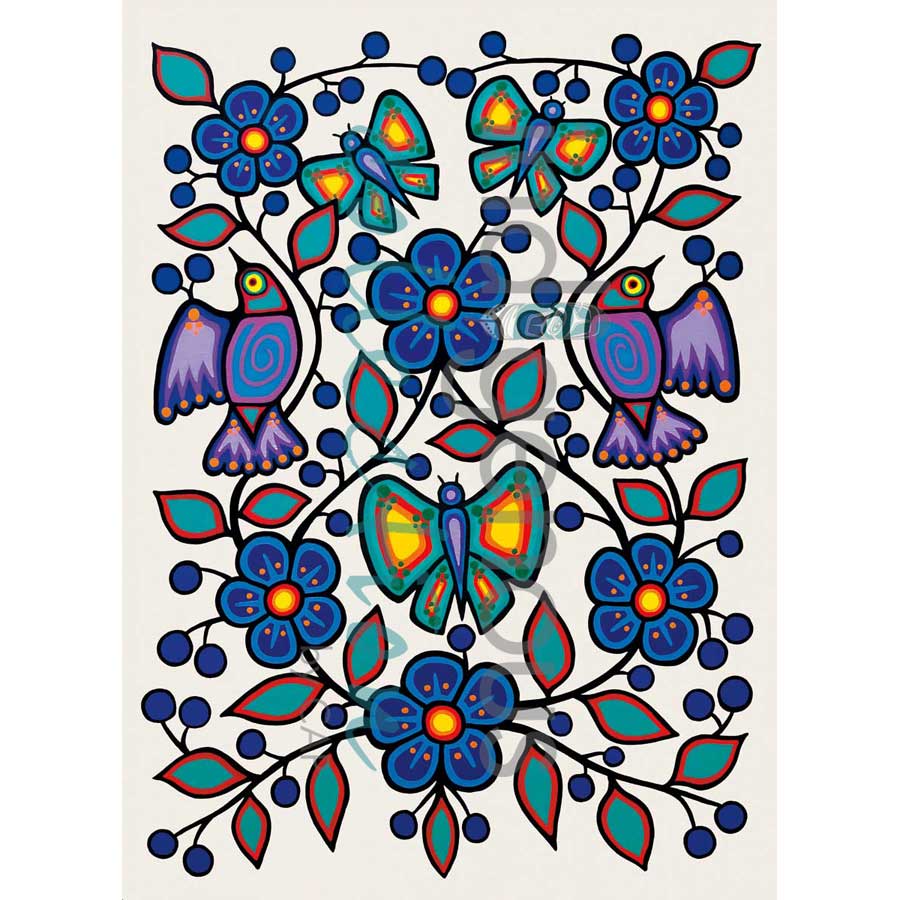 White Floral Garden Tea Towel by artist Jim Oskineegish