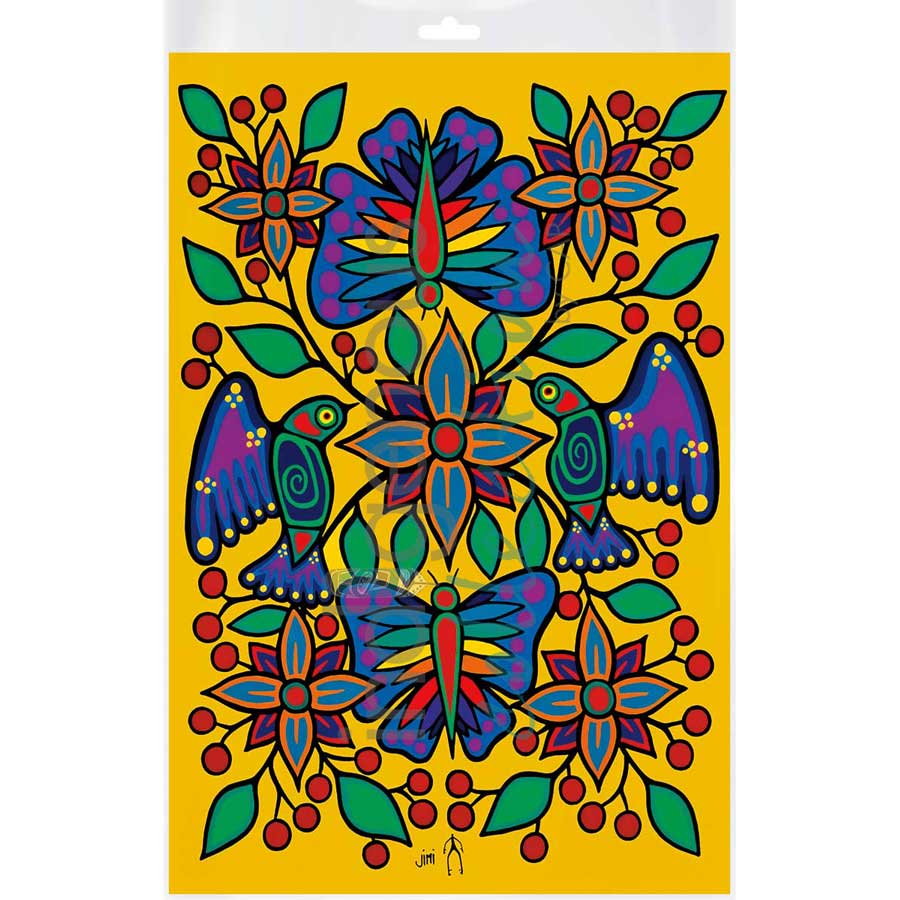 Yellow Floral Garden by artist Jim Oskineegish - Ojibway. Indigenous Collection