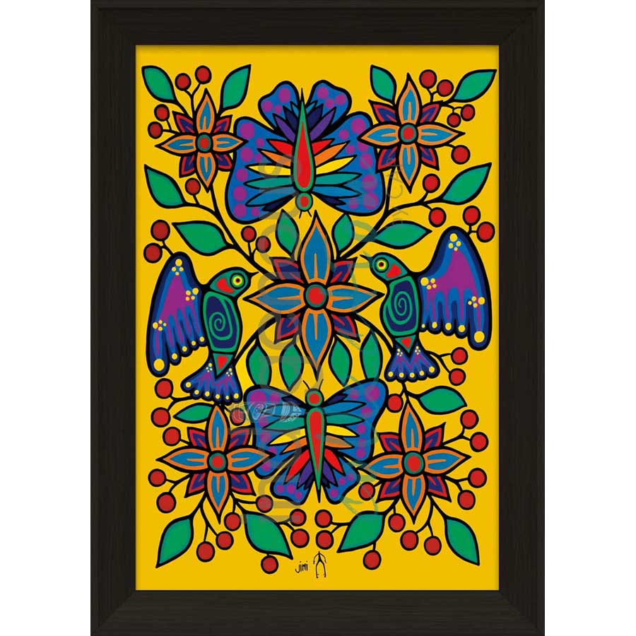 Yellow Floral Garden by artist Jim Oskineegish - Ojibway. Indigenous Collection