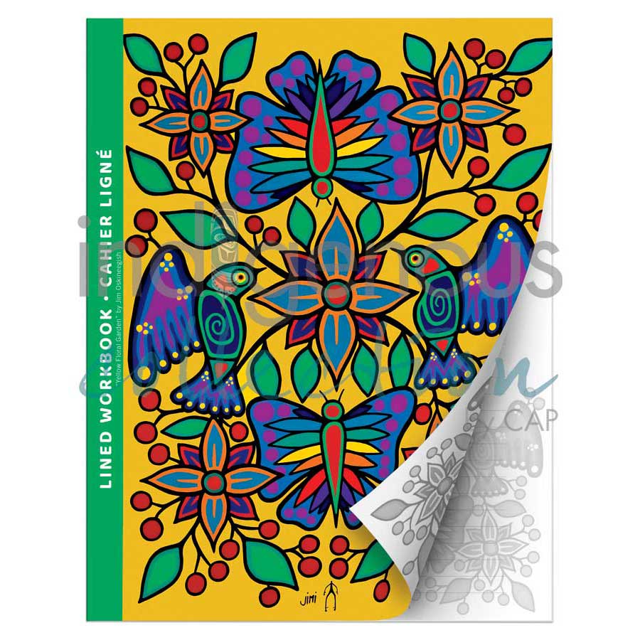 Yellow Floral Garden Workbook by artist Jim Oskineegish. Indigenous Collection.