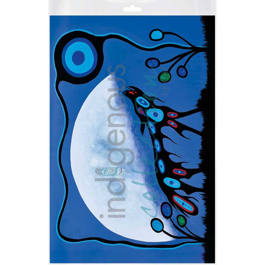 Wolf and Moon by artist Frank Polson - Algonquin. Indigenous Collection