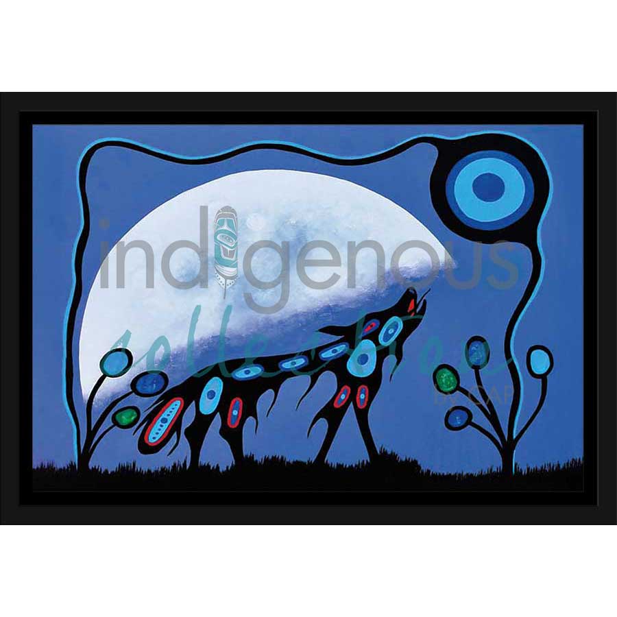 Wolf and Moon by artist Frank Polson - Algonquin. Indigenous Collection