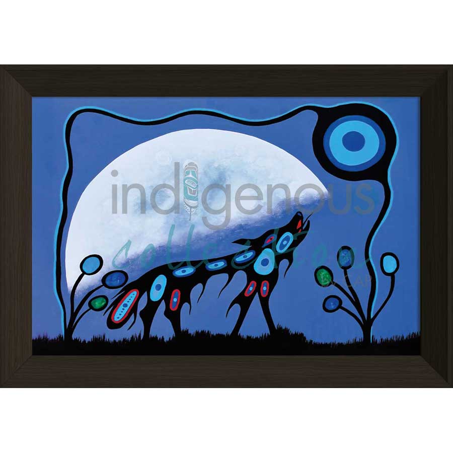 Wolf and Moon by artist Frank Polson - Algonquin. Indigenous Collection
