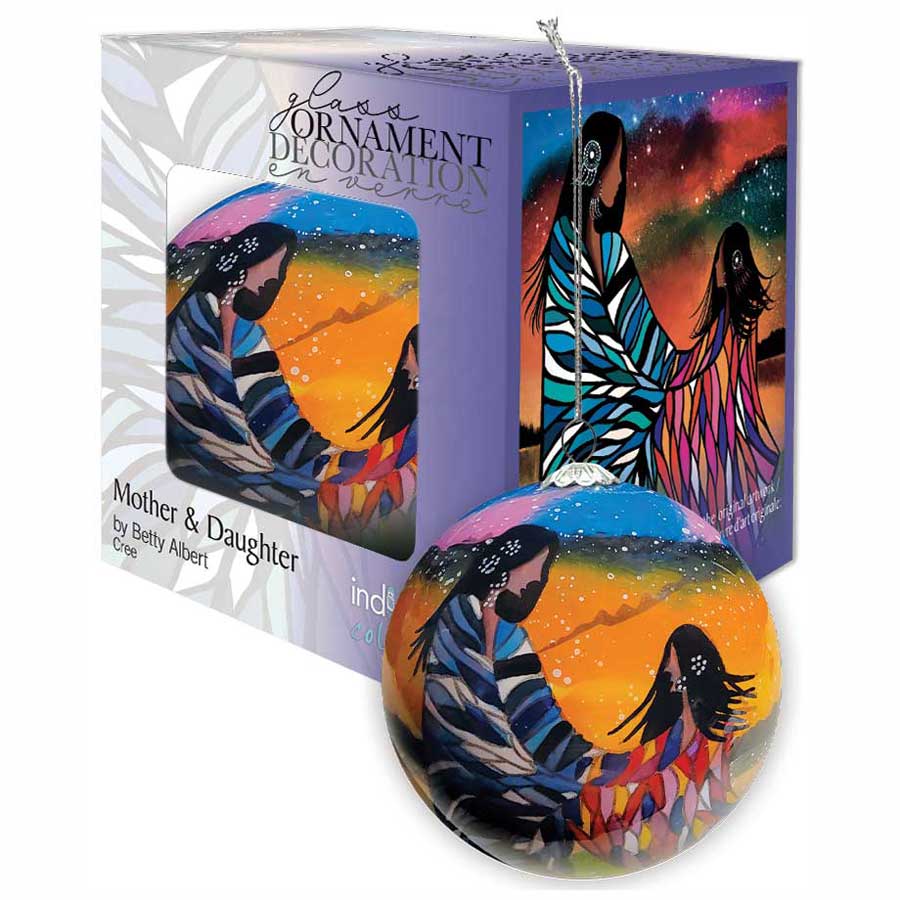 Mother & Daughter Glass Christmas Ornament by artistBetty Albert